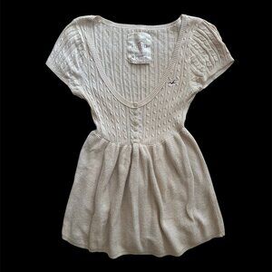 Rare Y2K Hollister Cream Babydoll Sweater -Size M